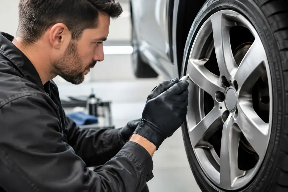 Felgen mit Bordsteinschaden reparieren lassen – Symbolbild (KI-generiert)
